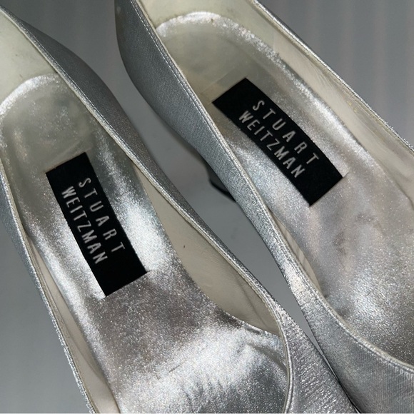 Vintage 90’s Stuart Weitzman Silver Metallic Pump Heels Sz 7.5 - Picture 13 of 16